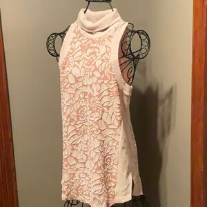 Anthropologie Meadow Rue Pastel Floral Sleeveless Turtleneck Sz. S